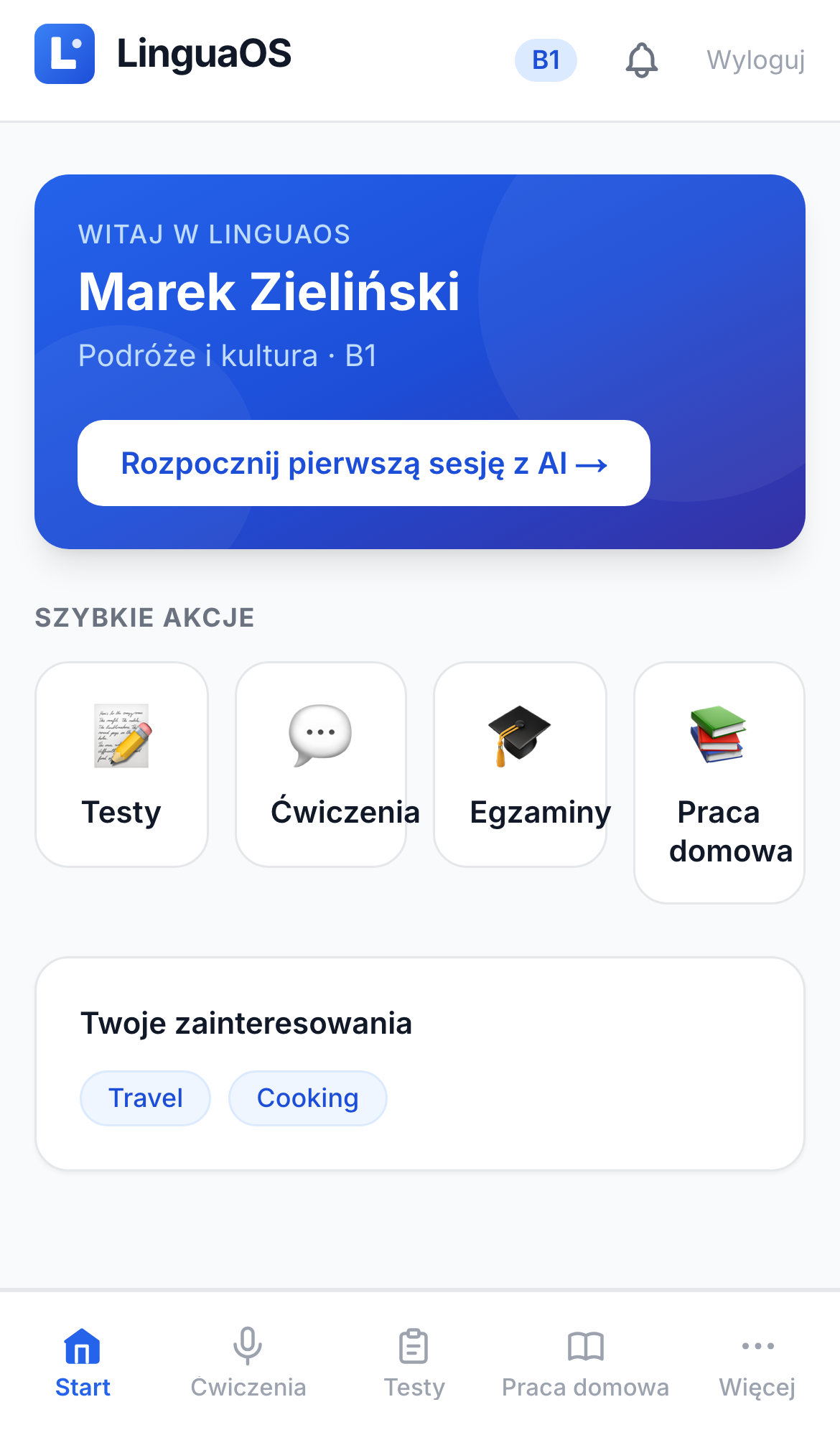 The student app in Polish on a phone